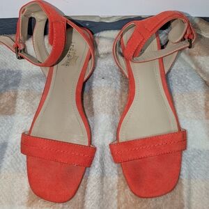 Indigo Rd. Vibrant Orange Faux Suede Ankle Strap Sandals - Size 8